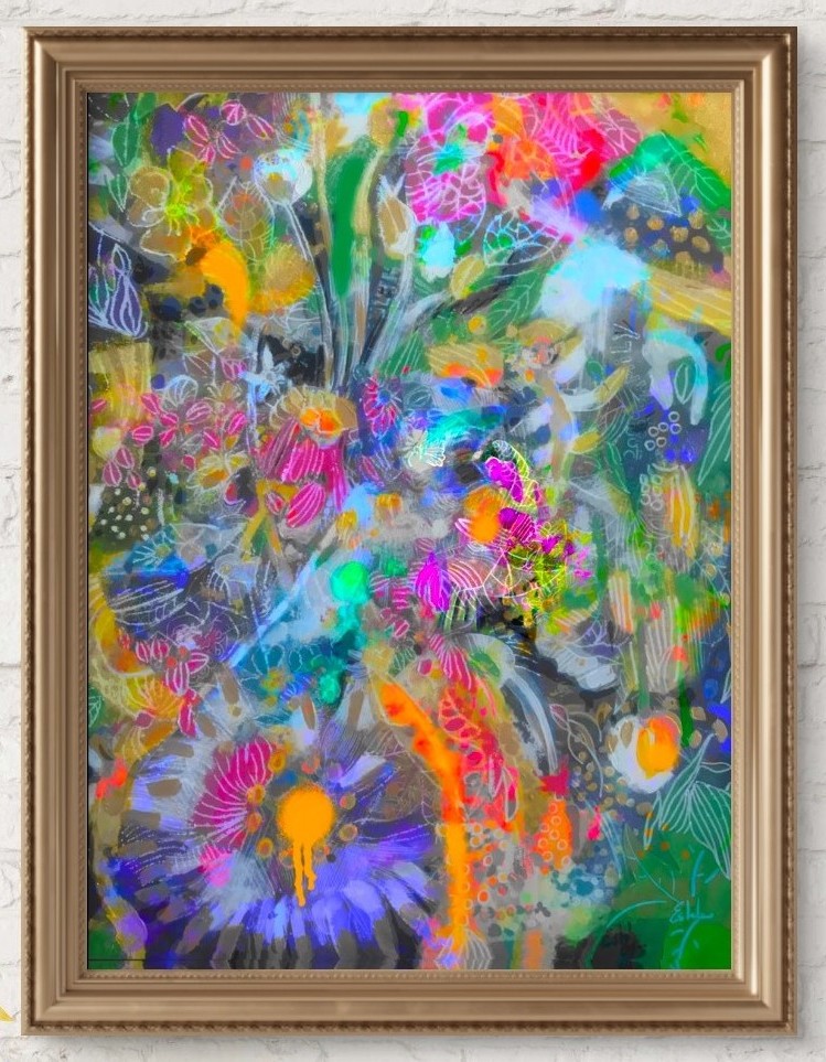 Floral Reverie velvet shimmer fabric image