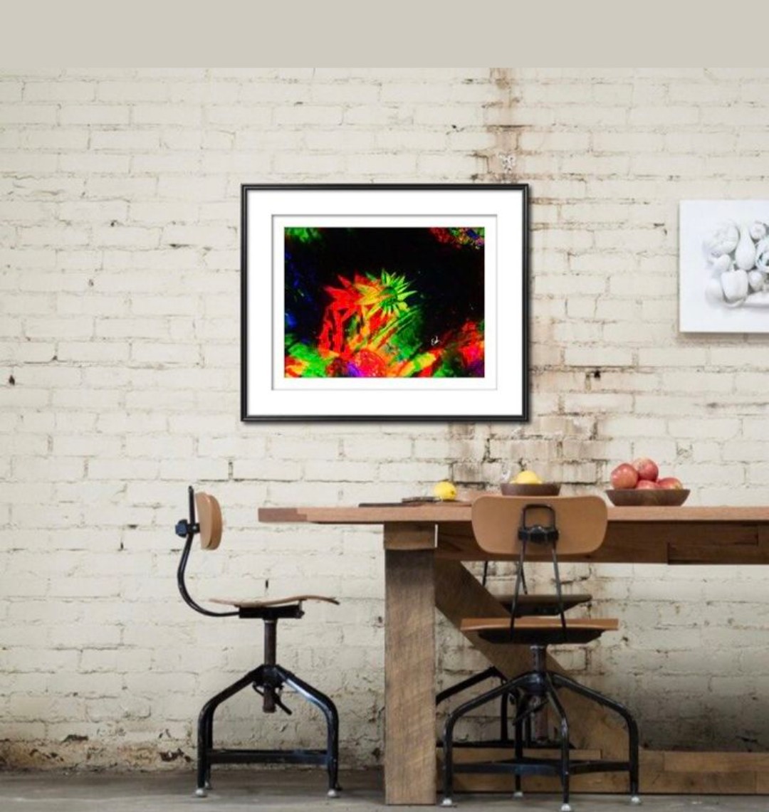 Neotropica framed art in modern coffee room