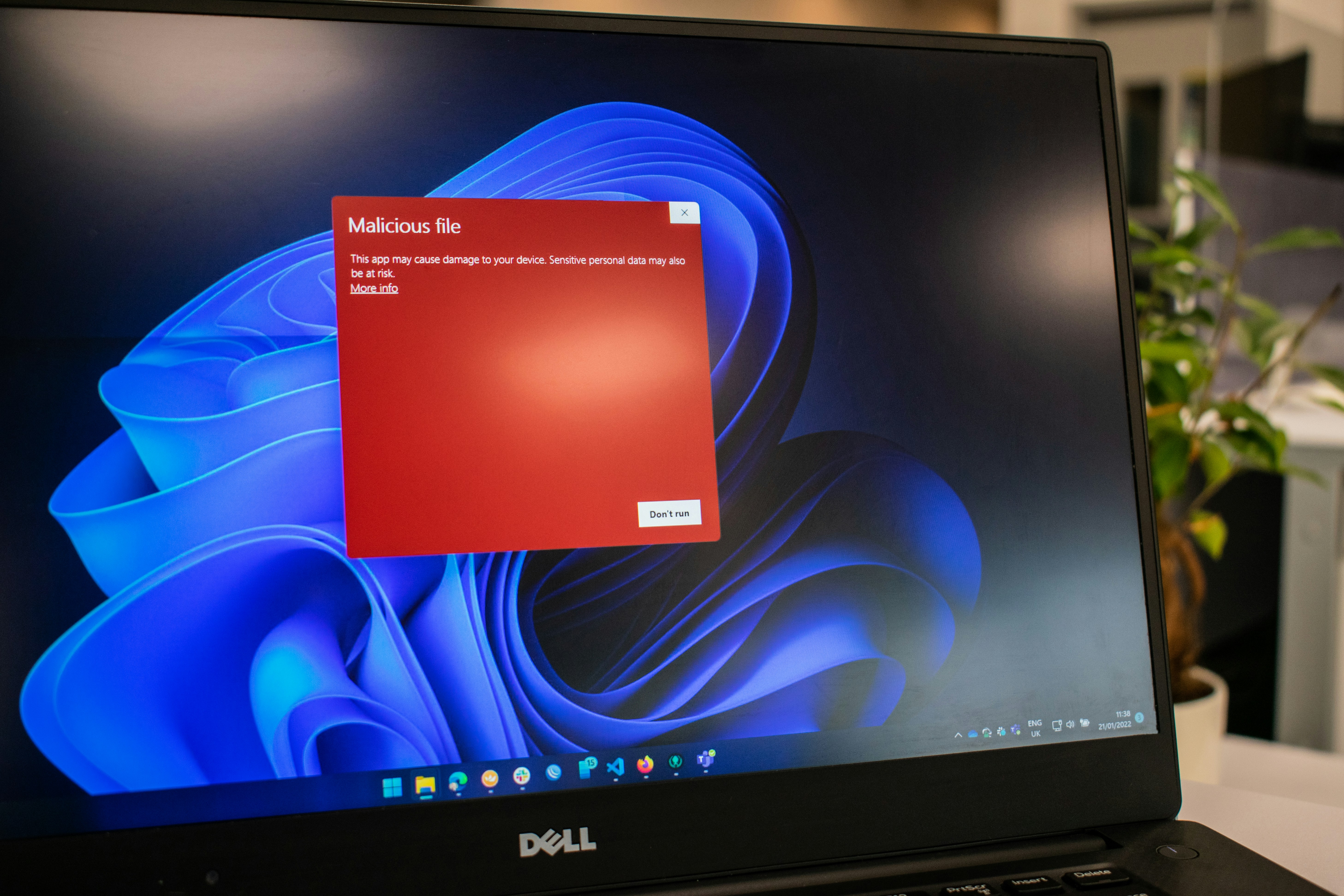 Image of user interface with malicious file